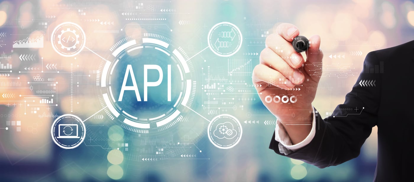 API - application programming interface concept API concept with businessman